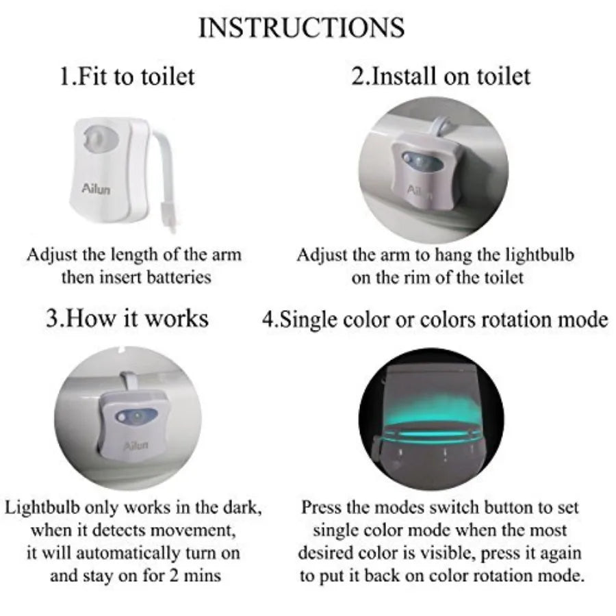 Motion Sensor LED Toilet Night Light Featuring Adaptive Illumination Tech