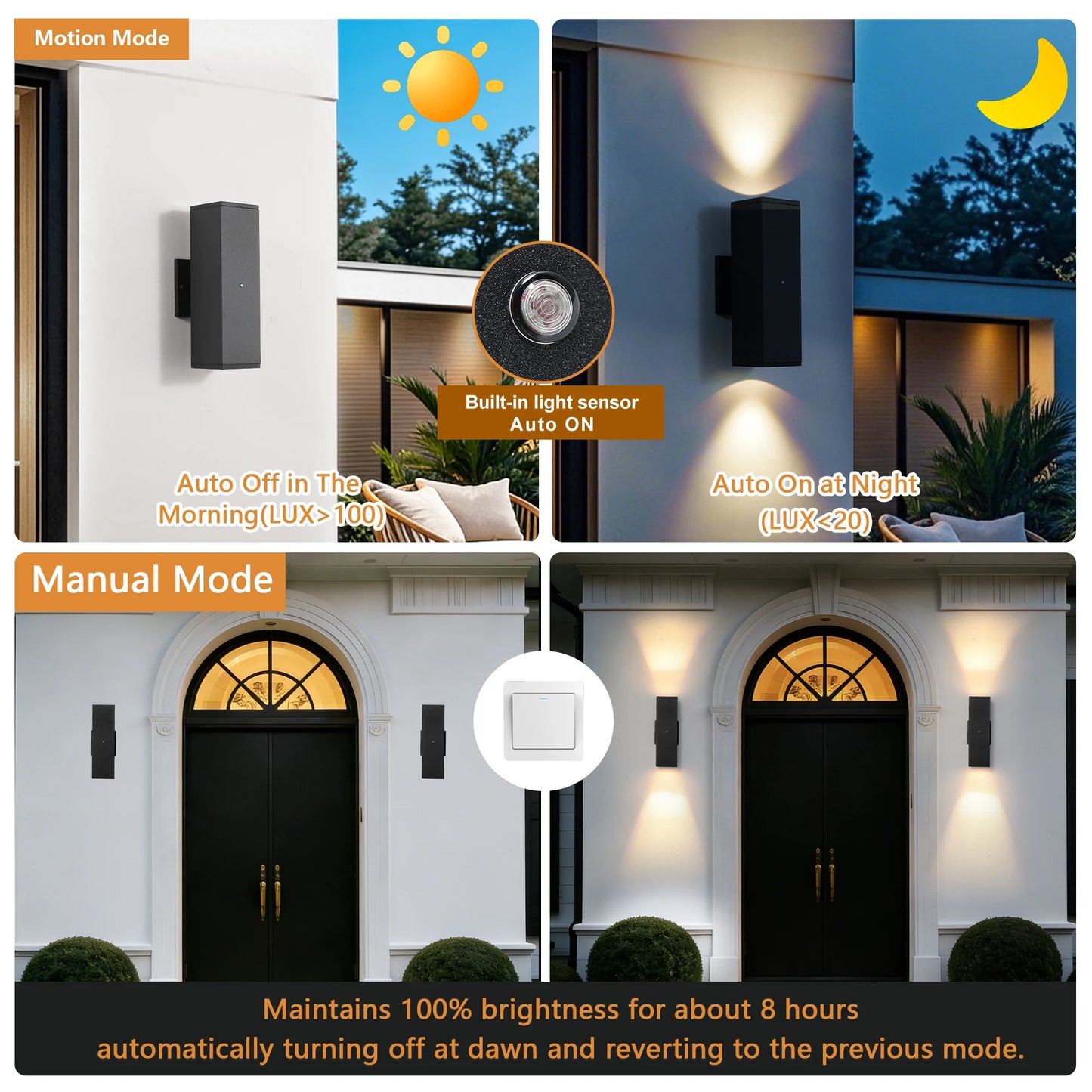 ARLGSITE Motion Sensor Outdoor LED Wall Sconce 2 Pack