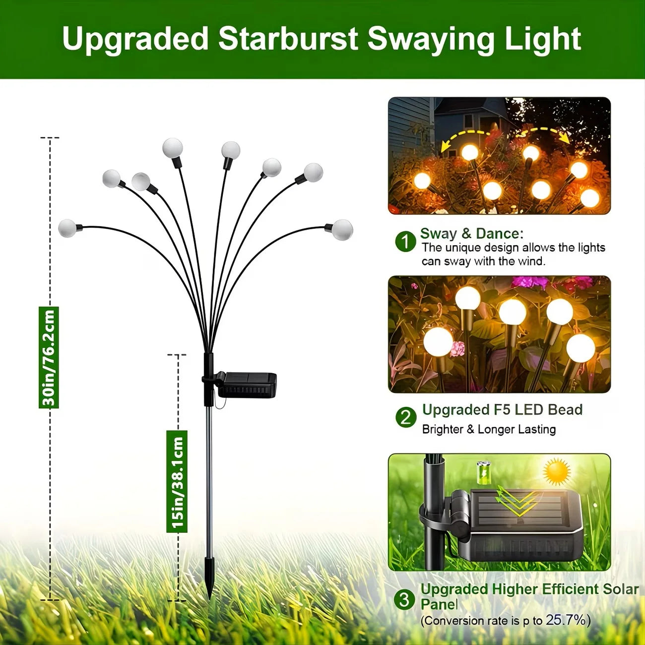 Dual Mode Solar Firefly Garden Lights For Outdoor Landscaping Decor