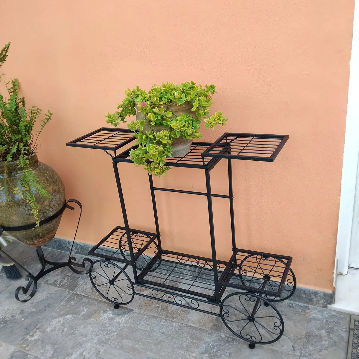 Wisfor 6 Tier Metal Garden Cart Stand Flower Pot Rack