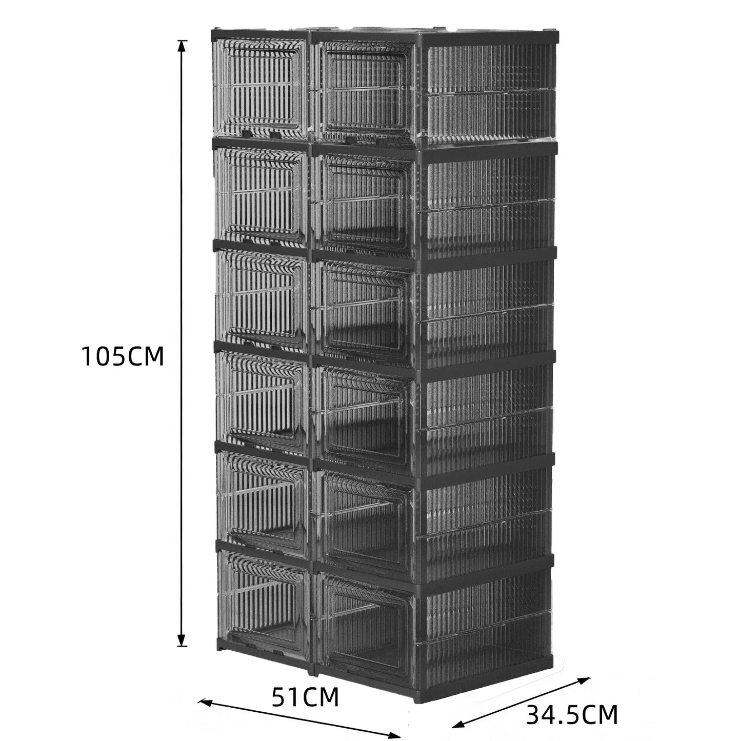 Foldable Transparent Shoe Box With Stackable Plastic Closet Organizer