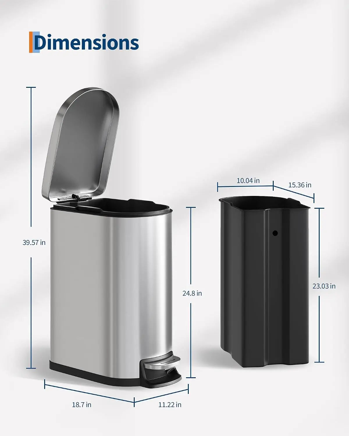 Stainless Steel Pedal Trash Can With Odor Control Lid