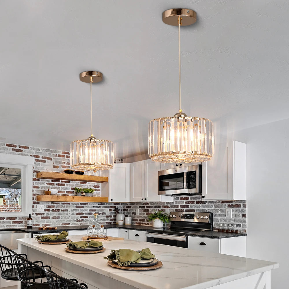 GreeLustr Modern Crystal Pendant Light Polished Chrome Nordic Ceiling Lamp