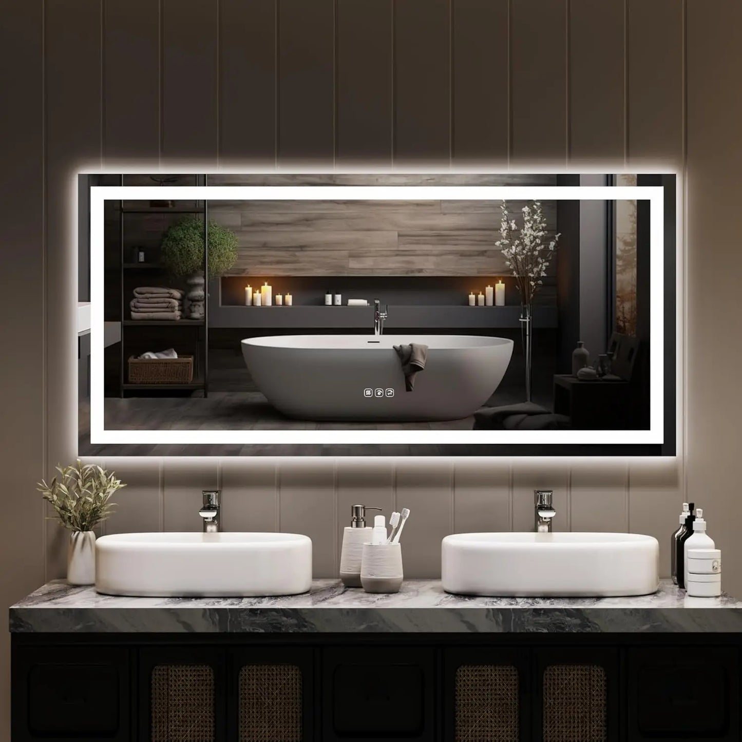 Twister.Ck Led Bathroom Mirror With Anti Fog And Dimmable Light