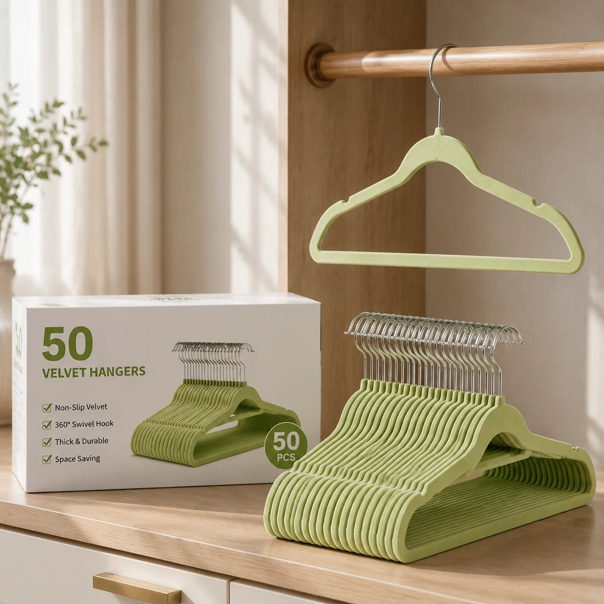Professional Flocking Non Slip Hangers For Space Saving Closet Organization