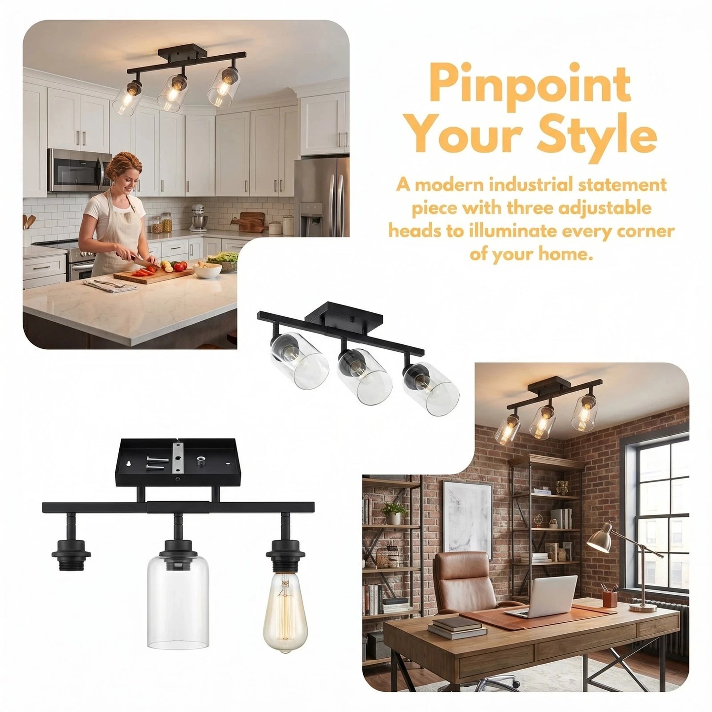 ARLGSITE Adjustable Wall Mount Light With Glass Shade E26 Base