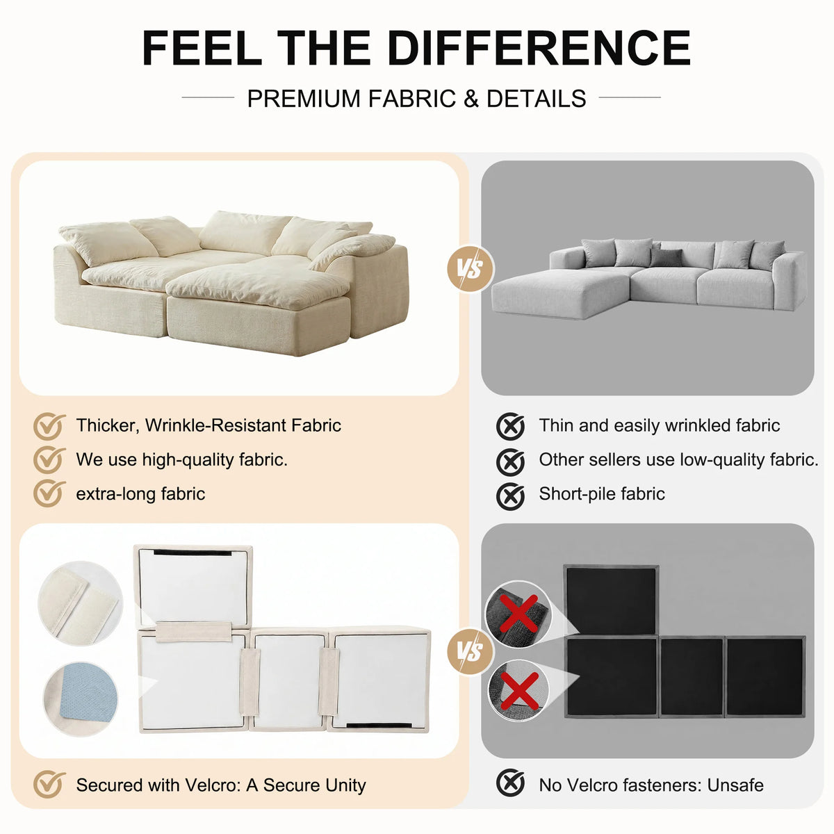 Yeflixvrau Modern Modular Sectional Sofa With Removable Cushions