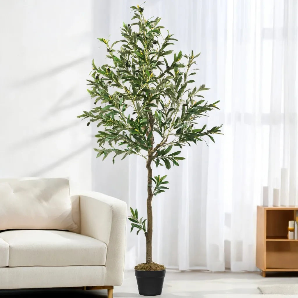Olitree Artificial Olive Tree With Realistic Fruits And Wooden Trunk