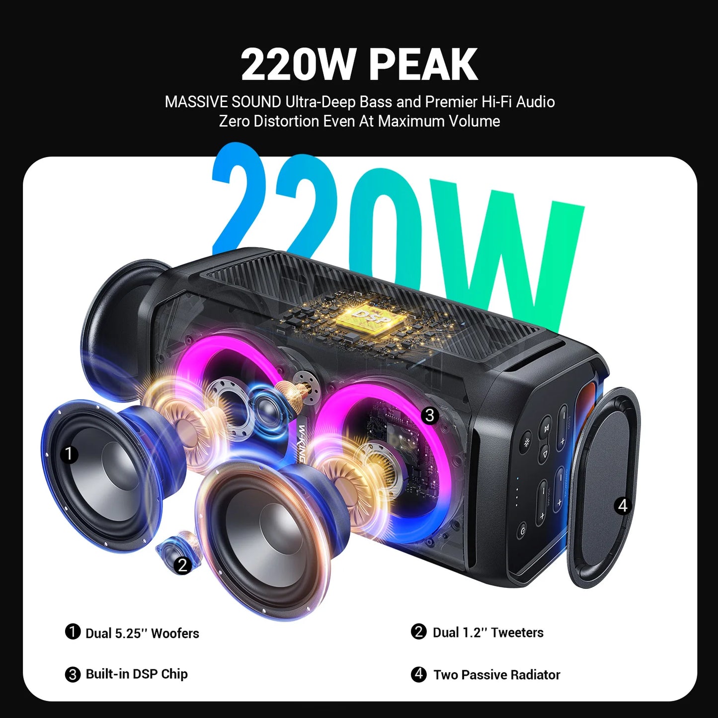 W-King T11 Portable Bluetooth Speaker Featuring Deep Bass And Waterproofing