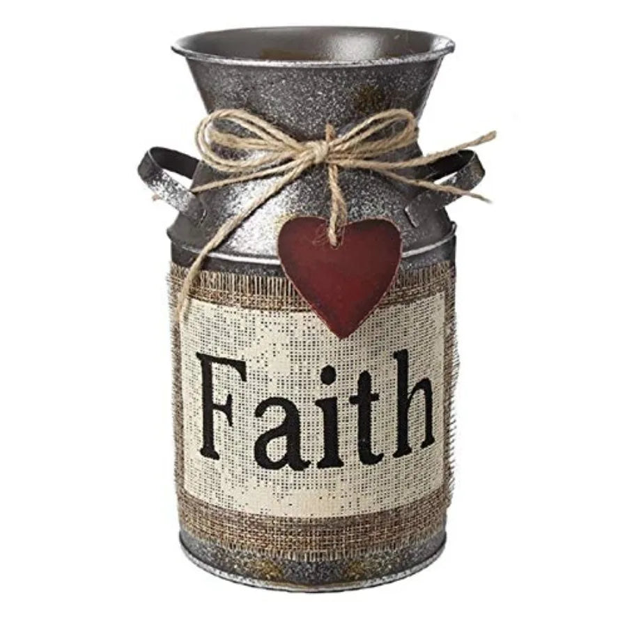 Rustic Ceramic Milk Can Vase With Rope Design Home Decoration