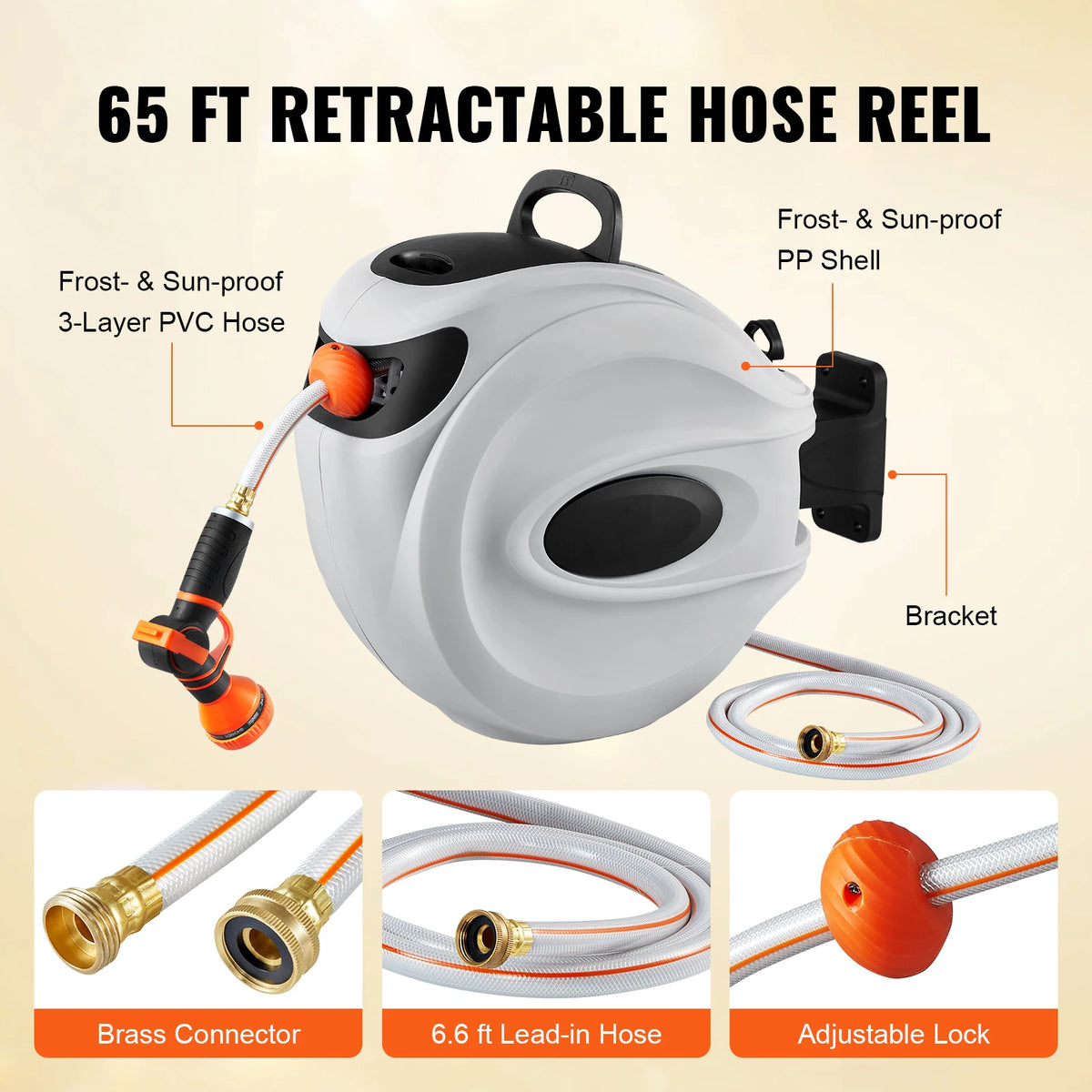 SucceBuy Retractable Hose Reel With Automatic Rewind And Swivel Mount