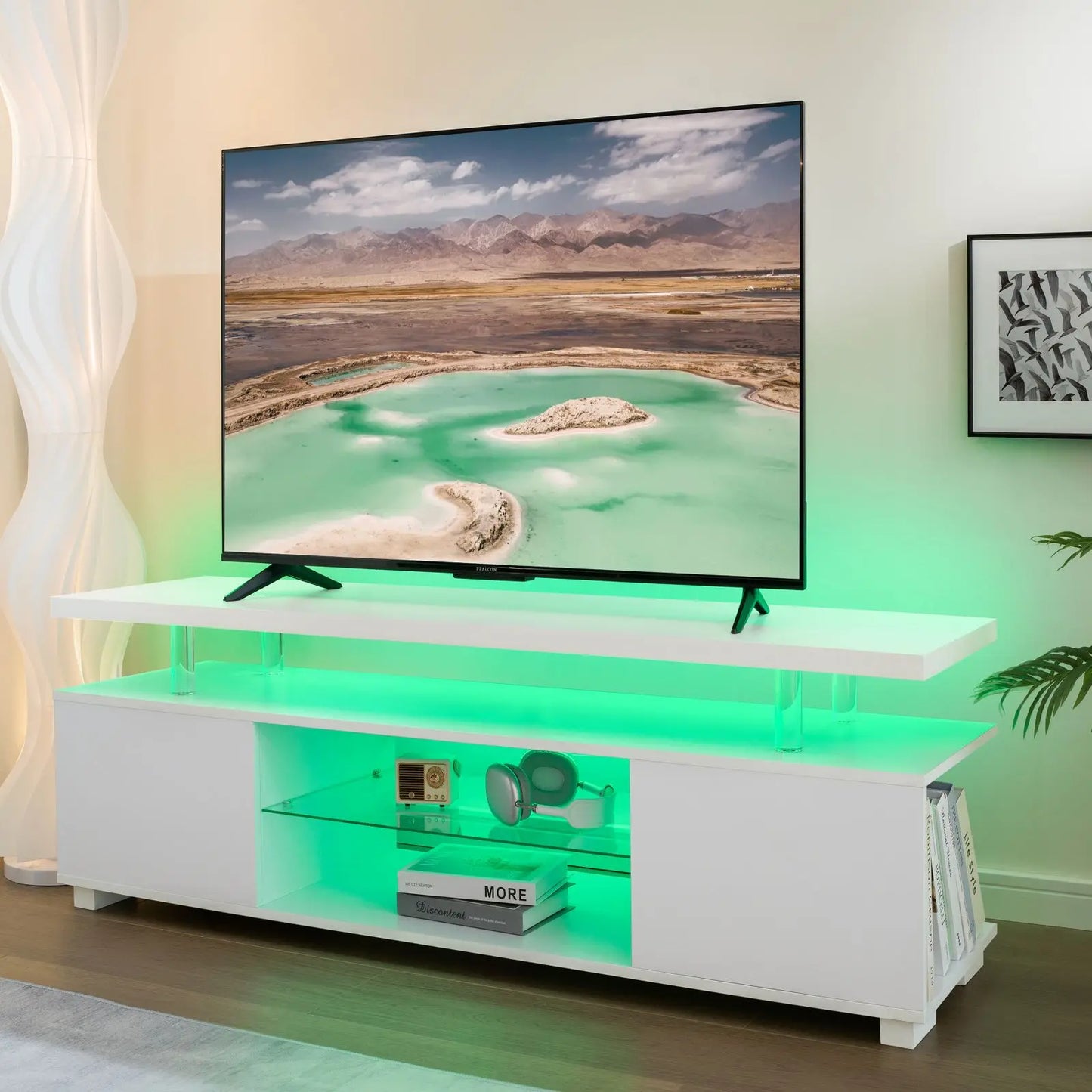 Cubehom Modern Wooden TV Stand With Storage Entertainment Console